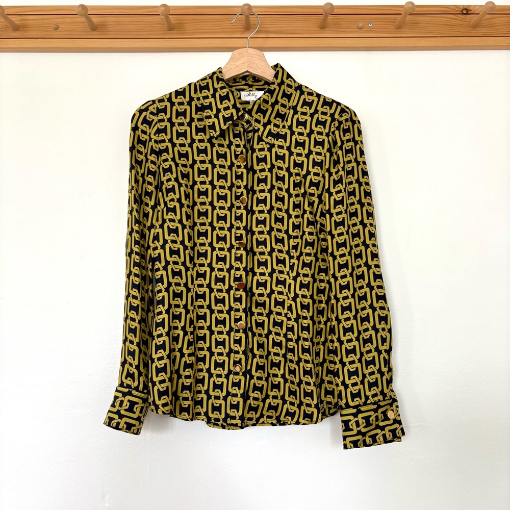 Women’s Milly Black and Yellow Geometric Casual Shirt 4